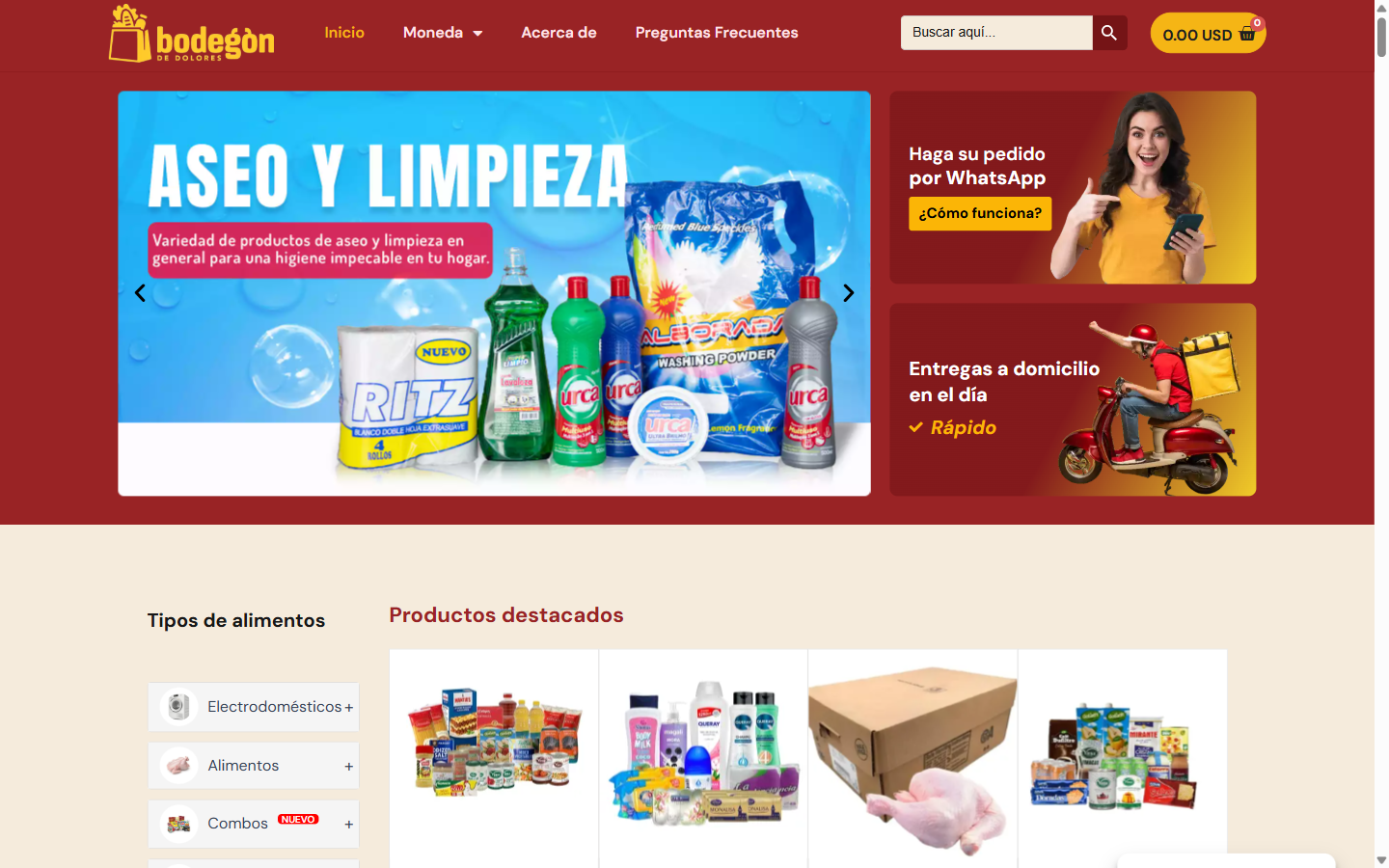 Captura del sitio Bodegón de Dolores